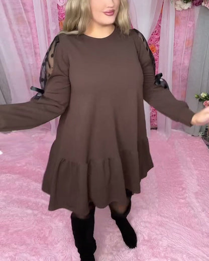 Chic Patchwork Round Neck Dress