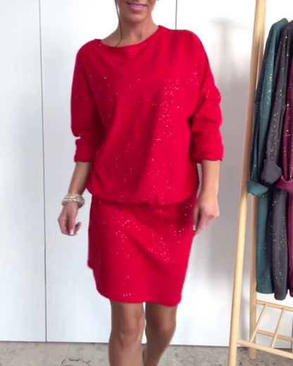 Glittering Round Neck Fashion Dress